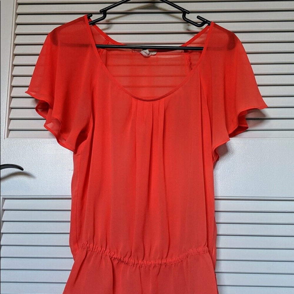 Neon coral blouse